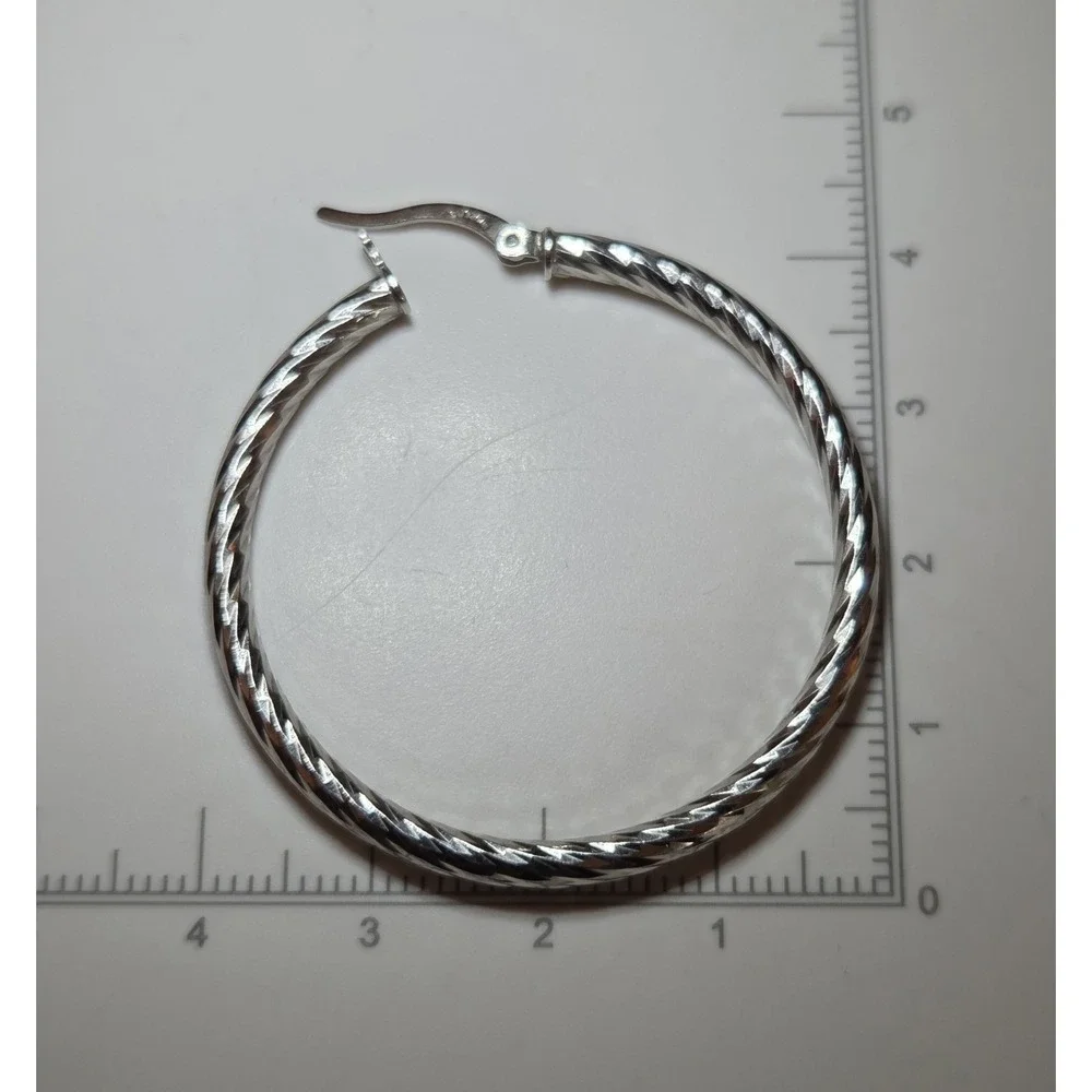 New Sterling Silver‎ 925 40mm Twist Hoop Earrings